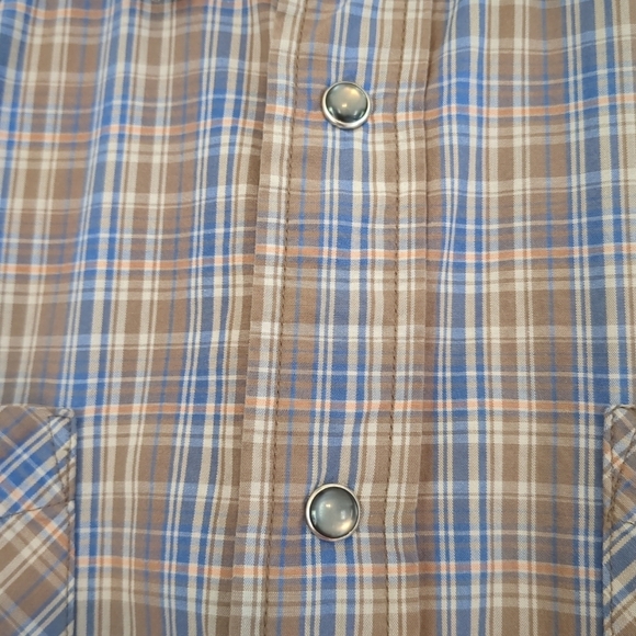 Levi's Shirt Mens Medium Pearl Snap Blue Plaid Short Sleeve Western Cowboy - Picture 3 of 10